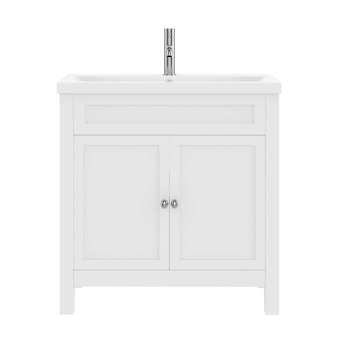 AquaSure Traditional Waterproof PVC Vanity Unit Satin White - 800mm with Chrome Handles