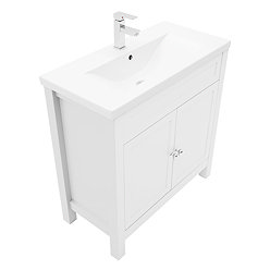 AquaSure Traditional Waterproof PVC Vanity Unit Satin White - 800mm with Chrome Handles