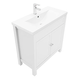 AquaSure Traditional Waterproof PVC Vanity Unit Satin White - 800mm with Chrome Handles