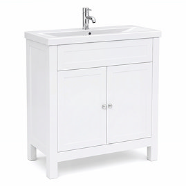 AquaSure Traditional Waterproof PVC Vanity Unit Satin White - 800mm with Chrome Handles