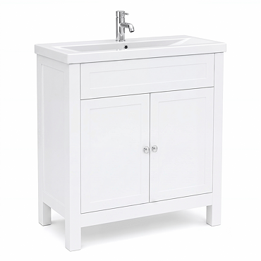AquaSure Traditional Waterproof PVC Vanity Unit Satin White - 800mm with Chrome Handles