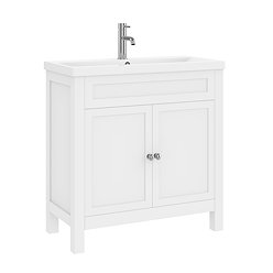 AquaSure Traditional Waterproof PVC Vanity Unit Satin White - 800mm with Chrome Handles