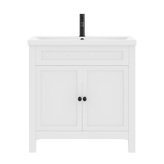 AquaSure Traditional Waterproof PVC Vanity Unit Satin White - 800mm with Matt Black Handles
