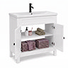 AquaSure Traditional Waterproof PVC Vanity Unit Satin White - 800mm with Matt Black Handles