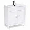 AquaSure Traditional Waterproof PVC Vanity Unit Satin White - 800mm with Matt Black Handles