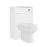 AquaSure Traditional White Waterproof PVC Complete Toilet Unit (Round Pan, Cistern, Brushed Brass Flush)