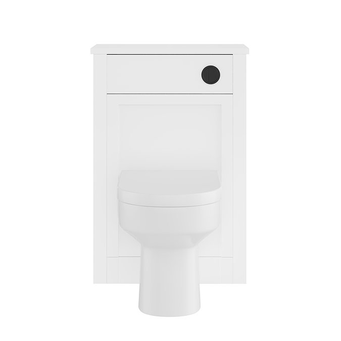 AquaSure Traditional White Waterproof PVC Complete Toilet Unit (Round Pan, Cistern, Matt Black Flush)