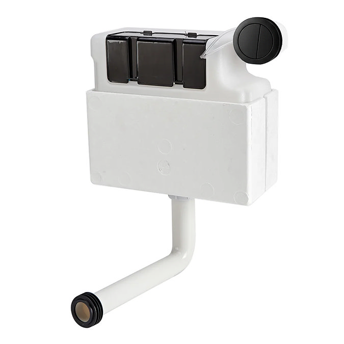 AquaSure Traditional White Waterproof PVC Complete Toilet Unit (Round Pan, Cistern, Matt Black Flush)