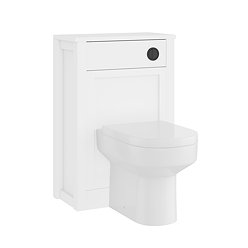 AquaSure Traditional White Waterproof PVC Complete Toilet Unit (Round Pan, Cistern, Matt Black Flush)