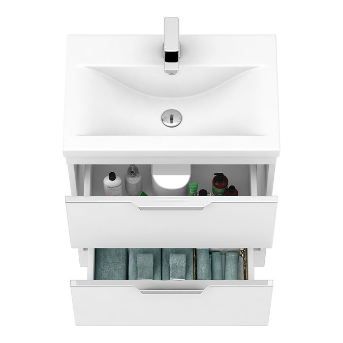 AquaSure Tribeca Waterproof PVC Vanity Unit Gloss White - 600mm with Chrome Handles