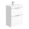AquaSure Tribeca Waterproof PVC Vanity Unit Gloss White - 600mm with Chrome Handles