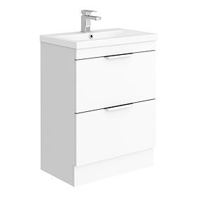 AquaSure Tribeca Waterproof PVC Vanity Unit Gloss White - 600mm with Chrome Handle