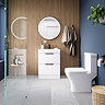 AquaSure Tribeca Waterproof PVC Vanity Unit Gloss White - 600mm with Matt Black Handles