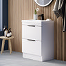 AquaSure Tribeca Waterproof PVC Vanity Unit Gloss White - 600mm with Matt Black Handles