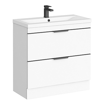 AquaSure Tribeca Waterproof PVC Vanity Unit Gloss White - 800mm with Matt Black Handles