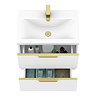 AquaSure Tribeca Waterproof PVC Wall Hung Vanity Unit Gloss White - 600mm with Brushed Brass Handles