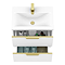 AquaSure Tribeca Waterproof PVC Wall Hung Vanity Unit Gloss White - 600mm with Brushed Brass Handles