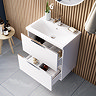 AquaSure Tribeca Waterproof PVC Wall Hung Vanity Unit Gloss White - 600mm with Chrome Handles