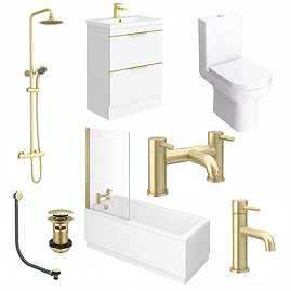 AquaSure Waterproof Brushed Brass Round Complete Bathroom Suite