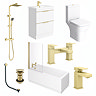 AquaSure Waterproof Brushed Brass Square Complete Bathroom Suite