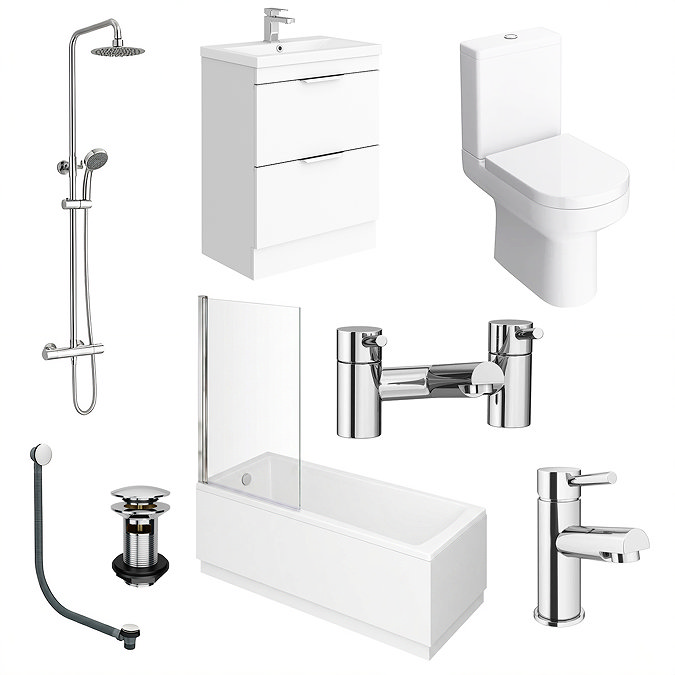 AquaSure Waterproof Chrome Round Complete Bathroom Suite
