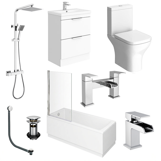 AquaSure Waterproof Chrome Square Complete Bathroom Suite