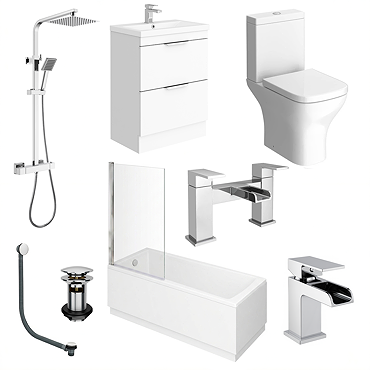 AquaSure Waterproof Chrome Square Complete Bathroom Suite
