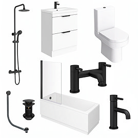 AquaSure Waterproof Matt Black Round Complete Bathroom Suite