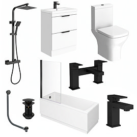 AquaSure Waterproof Matt Black Square Complete Bathroom Suite