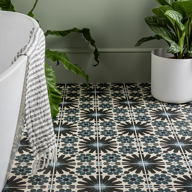 Arba Black Moroccan Patterned Wall & Floor Tiles - 200 x 200mm