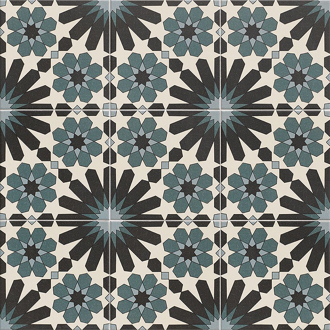 Arba Black Patterned Wall & Floor Tiles - 200 x 200mm