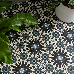 Arba Black Moroccan Patterned Wall & Floor Tiles - 200 x 200mm