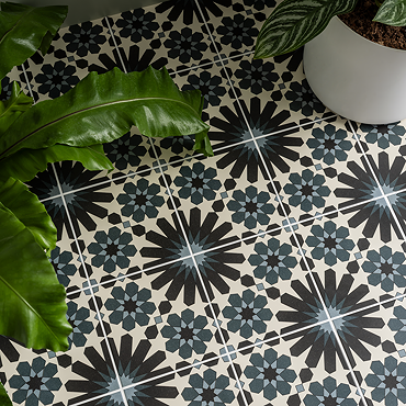 Arba Black Moroccan Patterned Wall & Floor Tiles - 200 x 200mm
