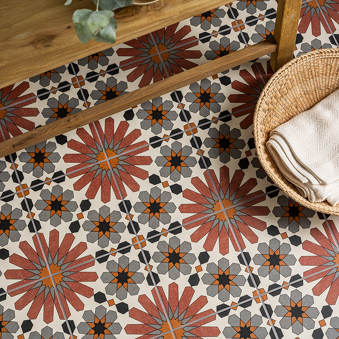 Arba Terracotta Moroccan Patterned Wall & Floor Tiles - 200 x 200mm