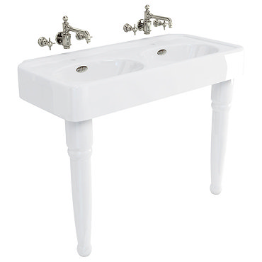 Arcade 1200mm Double Basin and Ceramic Console Legs - Various Tap Hole Options Profile Large Image