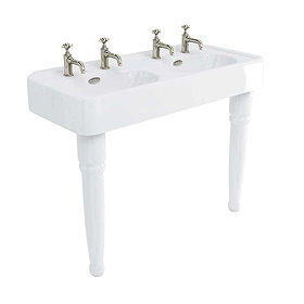Arcade 1200mm Double Basin and Ceramic Console Legs - 2 Tap Hole