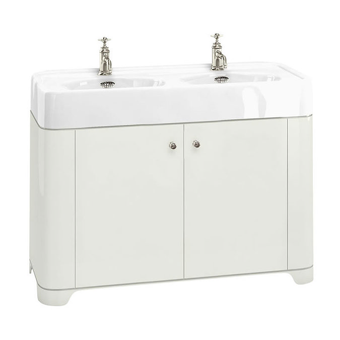 Arcade 1200mm Floor Standing Vanity Unit and Double Basin - Sand - Various Tap Hole Options Large Im