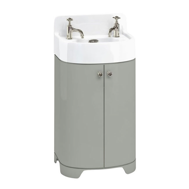 Arcade 500mm Floor Standing Vanity Unit and Basin - Dark Olive - 2 x Tap Hole Options Large Image