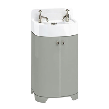 Arcade 500mm Floor Standing Vanity Unit and Basin - Dark Olive - 2 x Tap Hole Options Profile Large 
