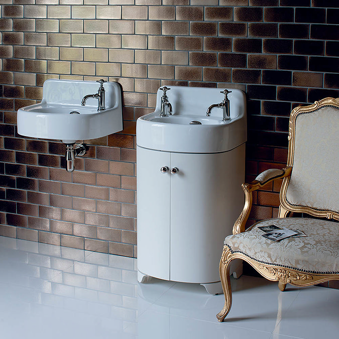 Arcade 500mm Floor Standing Vanity Unit and Basin - Sand - 2 x Tap Hole Options  Feature Large Image