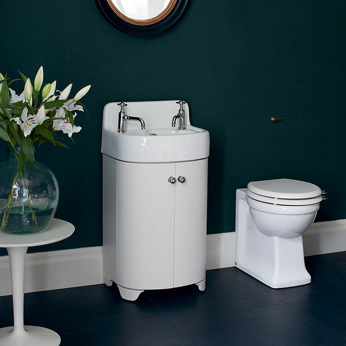 Arcade 500mm Floor Standing Vanity Unit and Basin - Sand - 2 x Tap Hole Options  Standard Large Image