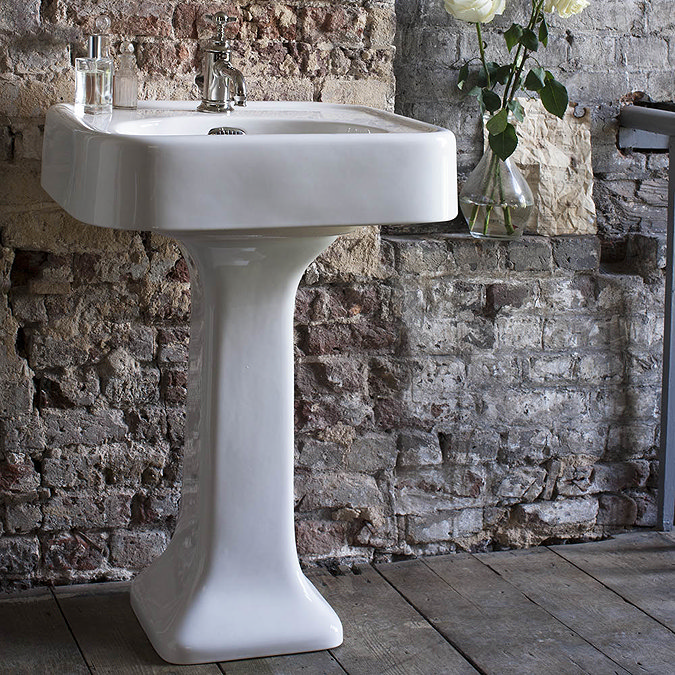 Arcade 600mm Basin and Pedestal - Various Tap Hole Options Standard Large Image