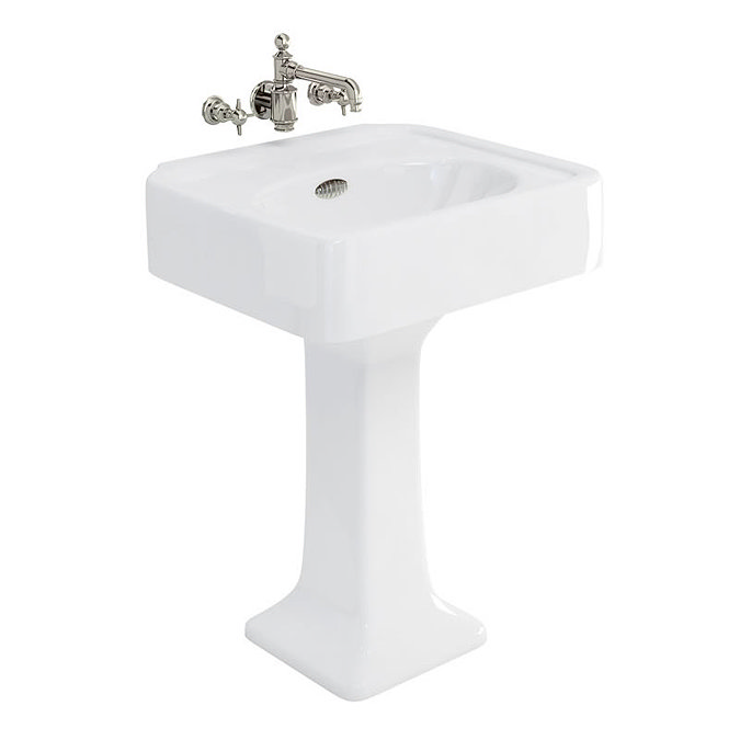 Arcade 600mm Basin and Pedestal - Various Tap Hole Options Large Image
