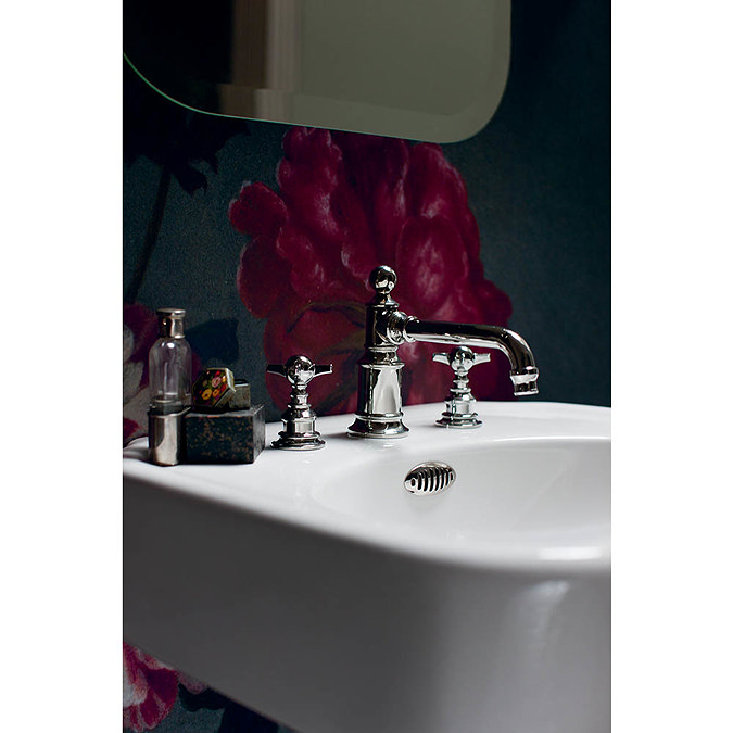 Arcade 600mm Basin and Stand with Glass Shelf - Various Tap Hole Options Profile Large Image