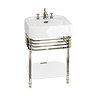 Arcade 600mm Basin and Stand with Glass Shelf - Various Tap Hole Options Large Image