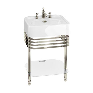 Arcade 600mm Basin and Stand with Glass Shelf - Various Tap Hole Options  Profile Large Image