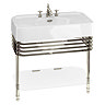 Arcade 900mm Basin and Stand with Glass Shelf - Various Tap Hole Options Large Image
