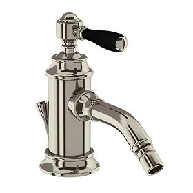 Arcade Bidet Mixer & Pop-up Waste with Black Lever - Nickel Large Image