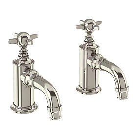 Arcade Cloakroom Basin Pillar Taps - Nickel - Various Tap Head Options Large Image