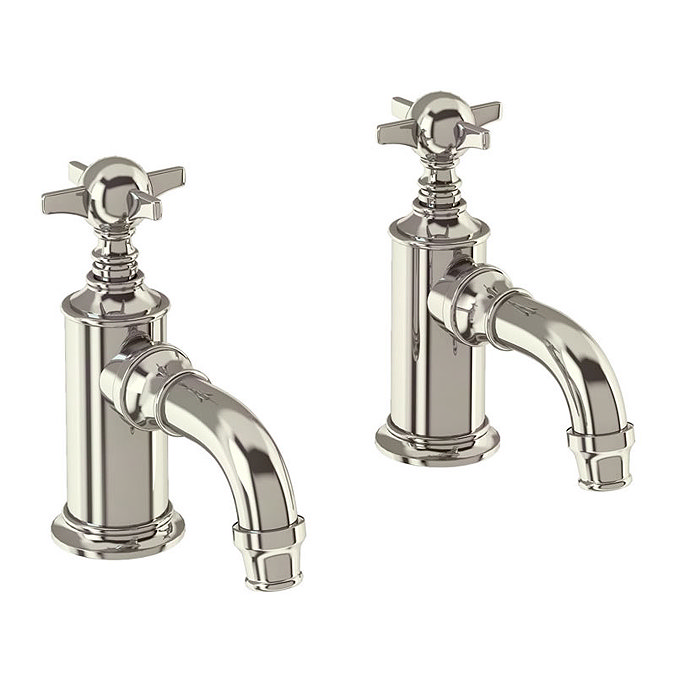 Arcade Cloakroom Basin Pillar Taps - Nickel - Various Tap Head Options Large Image